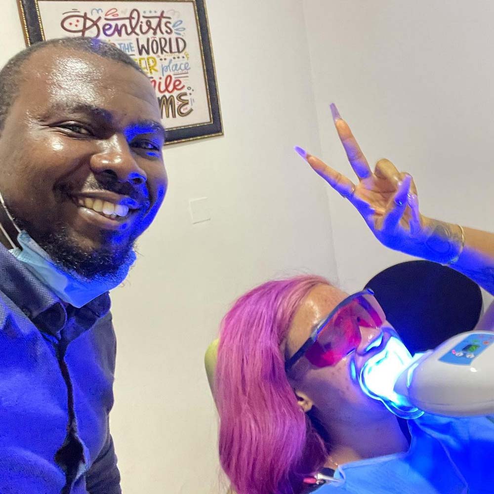 A Dentist about to perform a Tooth Filling surgery in Blanche Dental Lagos