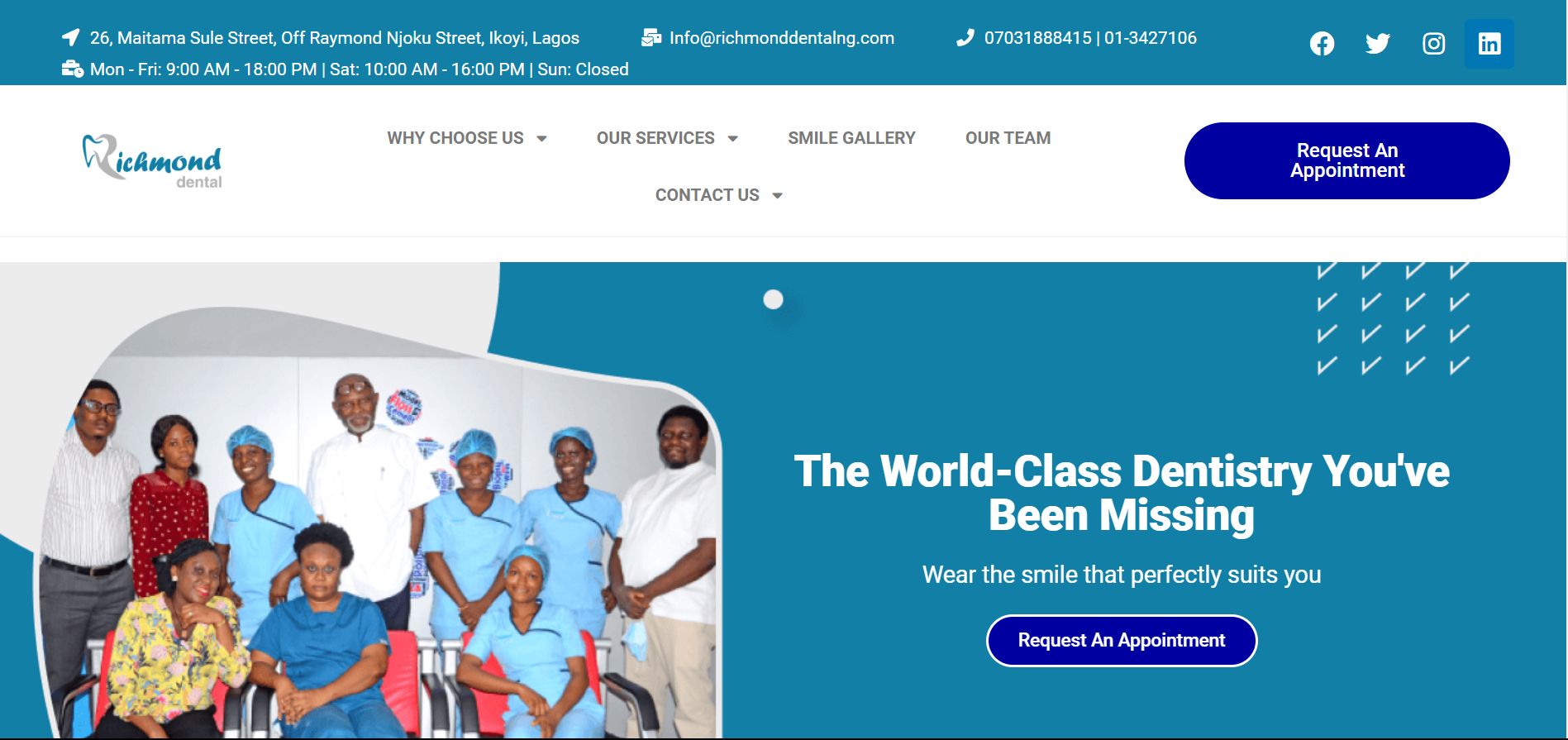 The Website Banner of Richmond Dental Clinic Lagos