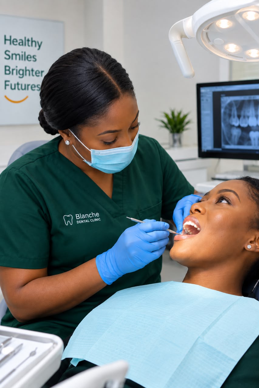 A nurse filing a patient teeth